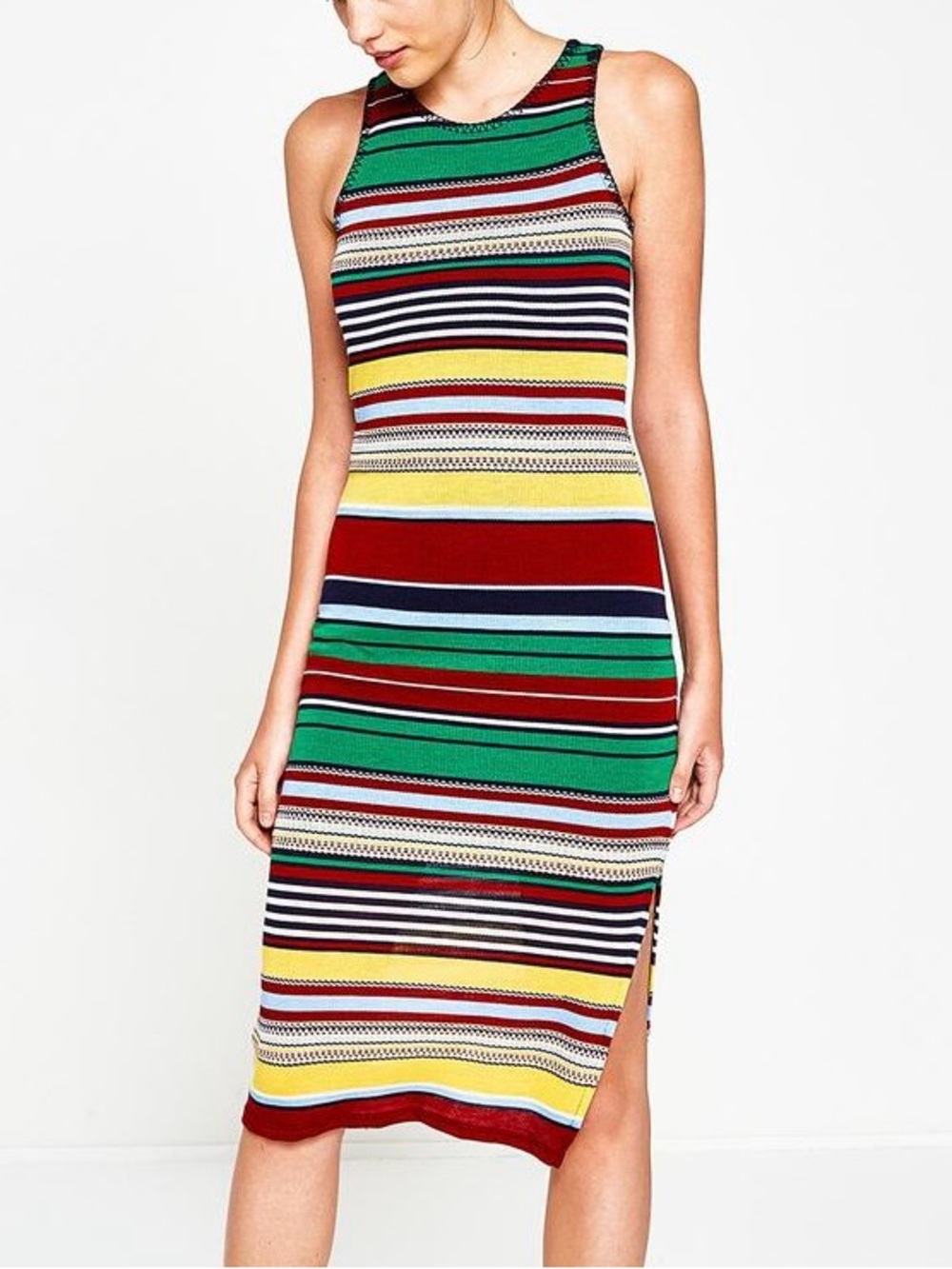 Garage Multicolor Striped Midi Dress